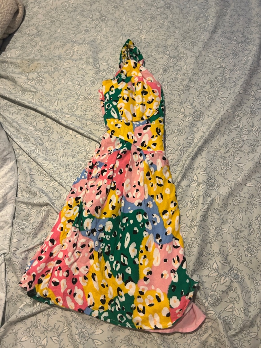 Colorblock Leopard Print Button-Front Romper - Picture 4 of 13